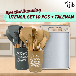 [JIB] BUNDLE Slicone Utensil Set 10 pcs + Talenan 2 sisi