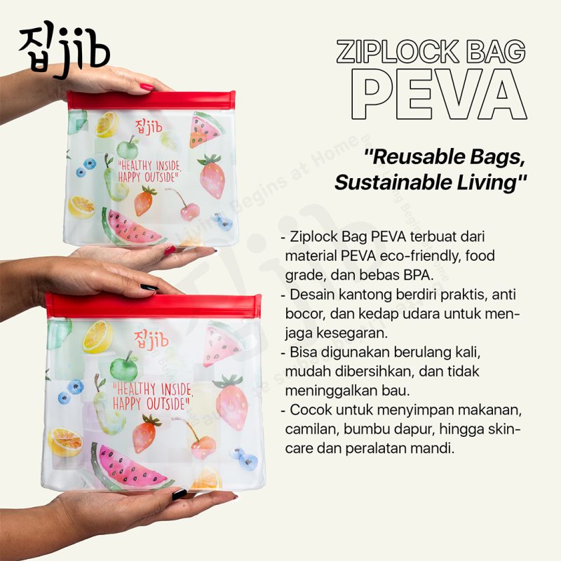 JIB PEVA Ziplock Bag / Kantong Ziplock Penyimpanan Makanan - Gambar 5