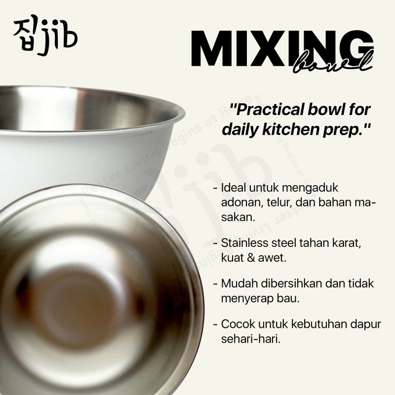 JIB Mixing Bowl Stainless / Loyang / Wadah Adonan Kue - Gambar 2