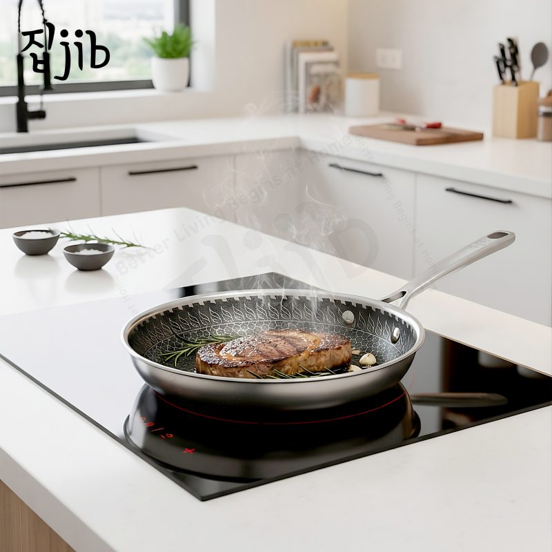JIB Fry Pan Stainless Steel Honeycomb SUS 316L / Wajan Anti Lengket - Gambar 3