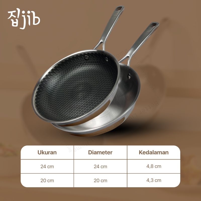JIB Fry Pan Stainless Steel Honeycomb SUS 316L / Wajan Anti Lengket - Gambar 9